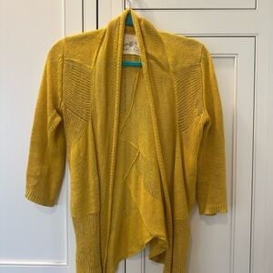 Anthropologie Angel of the North; Mustard, Open-Front Cardigan, size medium